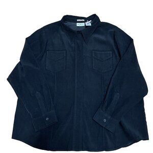 White Stag Microfiber Zip Up Shirt Jacket Shacket Womens Plus Size 26W Black NWT